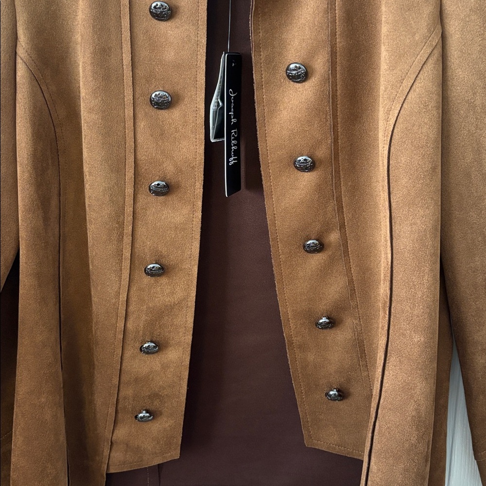 NWT Stunning Joseph Ribkoff Jacket-Suede Look Brown Cropped Jacket Sz4 - Picture 7 of 17